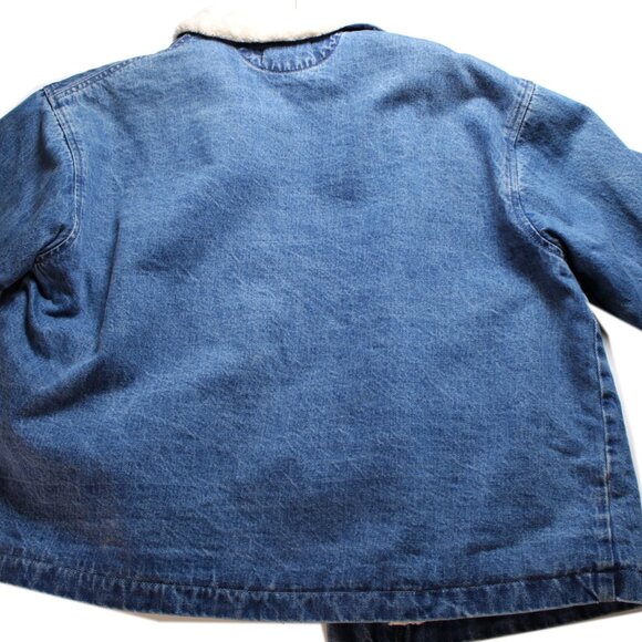 Older Brother Denim Jean Jacket Sherpa Fleece Lined Blue Trucker Coat Warm Cozy - Picture 12 of 12